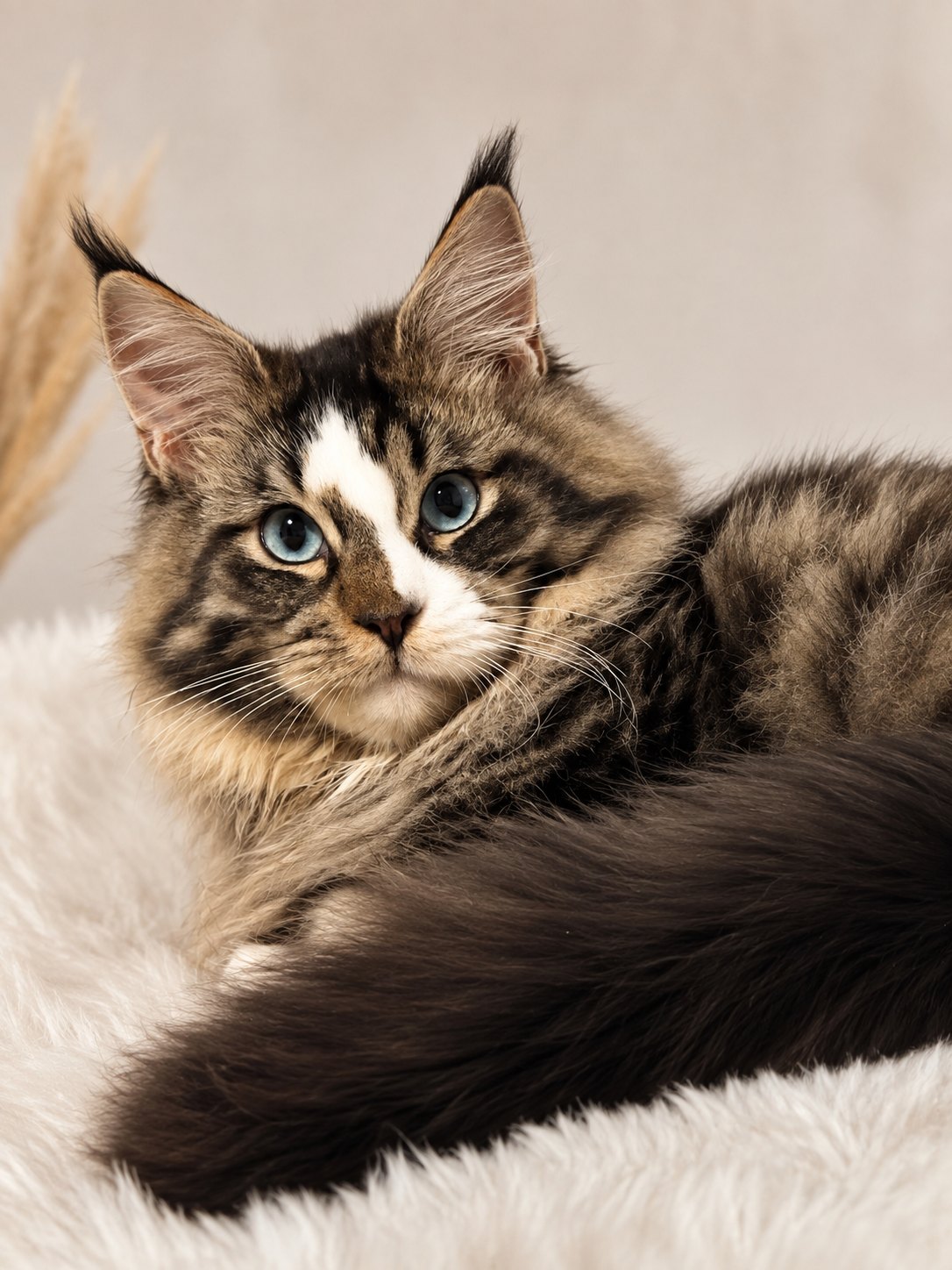 Filhote de Maine Coon de olhos azuis
